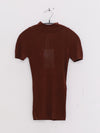 OUDE WAAG 25 Autumn and Winter Curved Thread Short Sleeve Knit Top T-shirt OW-OW-25AW-KT04V1BR450-HZ Red Brown